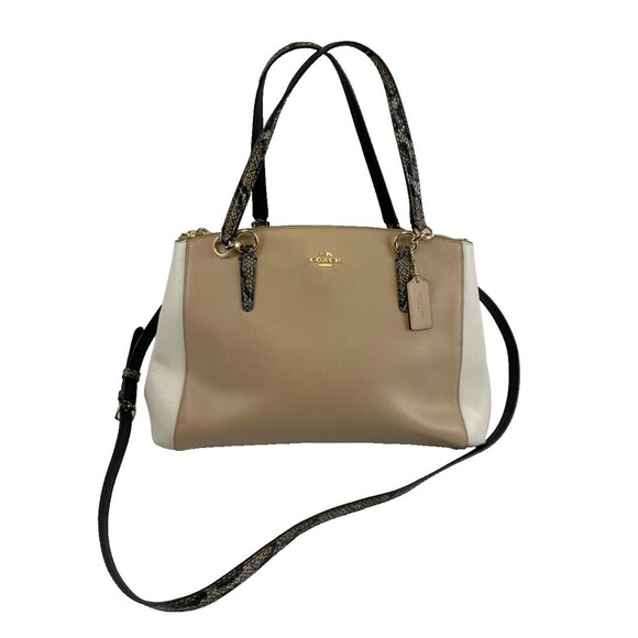 Coach Christie Carryall Purse Leather Exotic Embossed Leather Straps Crossbody - Picture 1 of 16